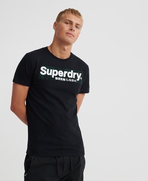 Superdry Camo International Infill Férfi Pólók Fekete | YXRMB4980